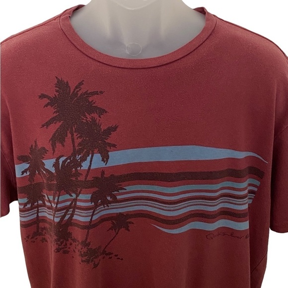 QUIKSILVER Maroon Palm Trees Surf Tee Shirt Men S Small - Picture 2 of 7